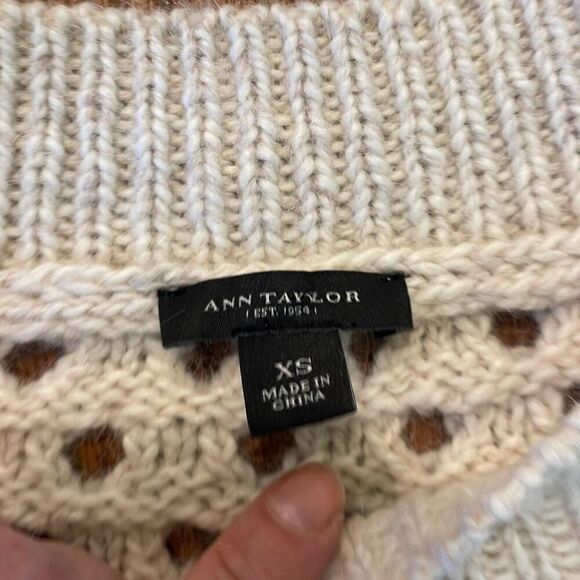 Ann Taylor Merino Wool open knit crewneck short sleeve sweater xs - Picture 5 of 7